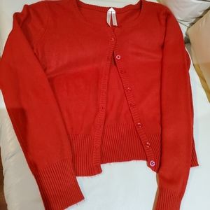 Red cardigan